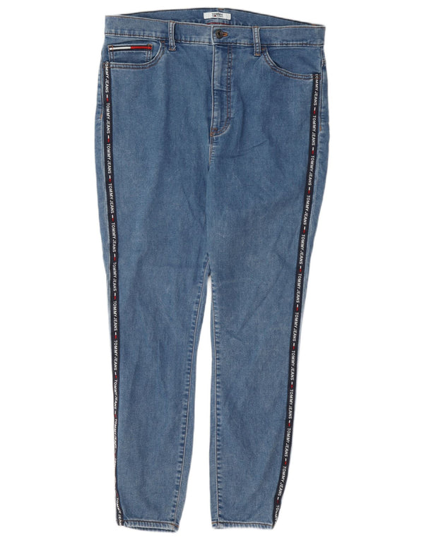 Tommy Hilfiger Womens High Waist Graphic Skinny Jeans US 14 XL W34 L27 Blue