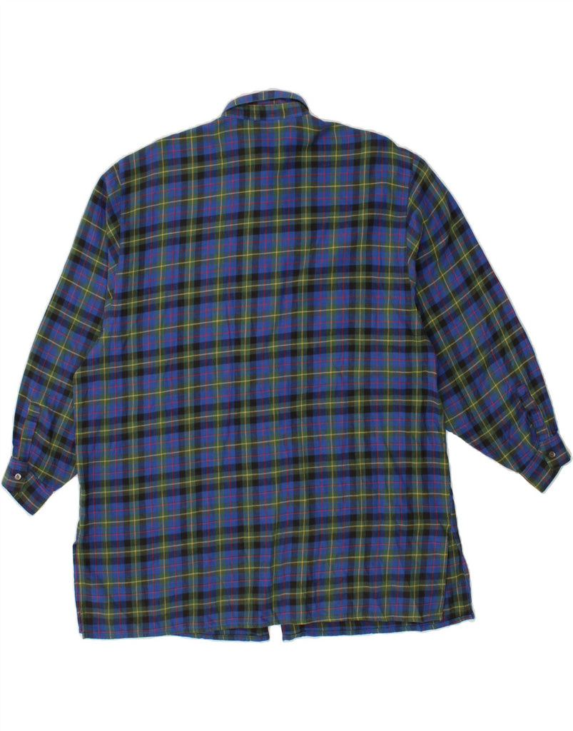 PENNY BLACK Womens Oversized Longline Flannel Shirt IT 42 Medium Blue Vintage Penny Black and Second-Hand Penny Black from Messina Hembry 