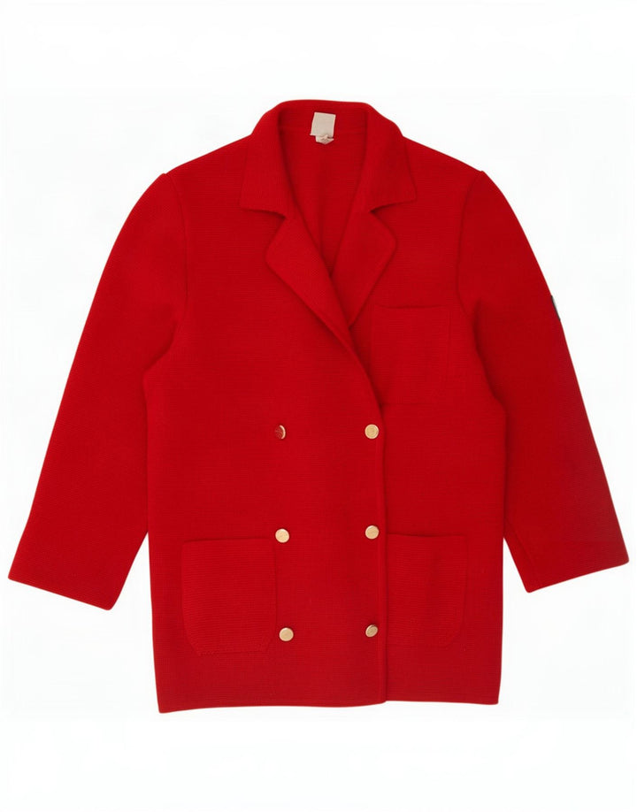 Ocean Star Womens Double Breasted Knit Blazer Jacket UK 14 Medium Red