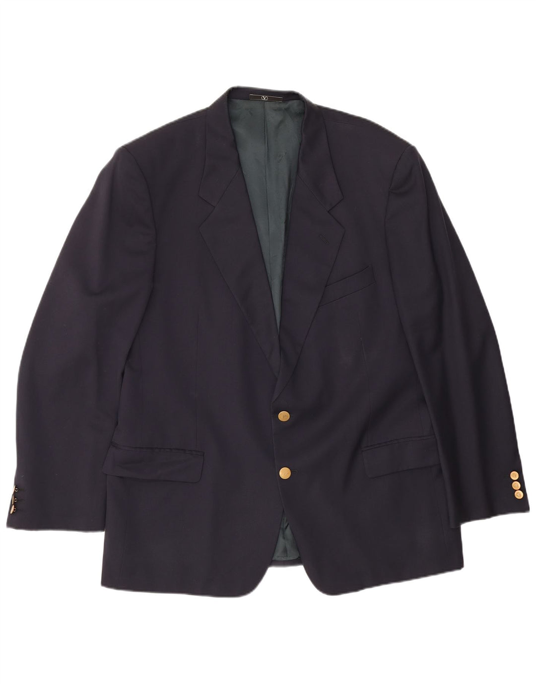Valentino Mens 2 Button Blazer Jacket IT 56 3XL Navy Blue Virgin Wool