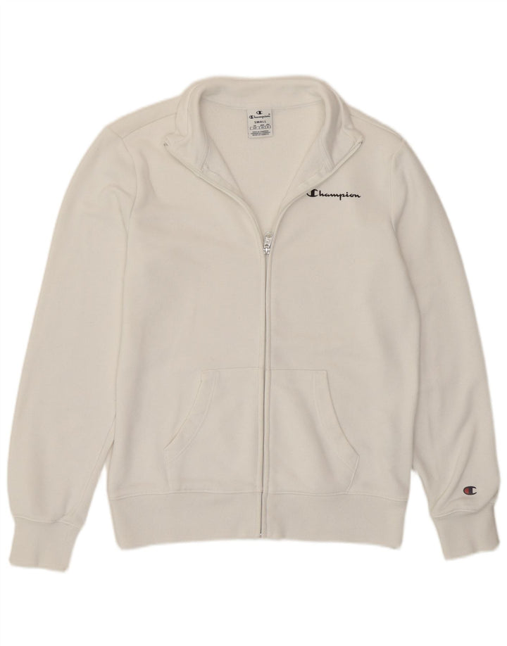 Champion Womens Tracksuit Top Jacket UK 10 Small White Cotton