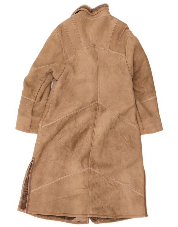 Vintage Womens Shearling Coat EU 42 Large Brown