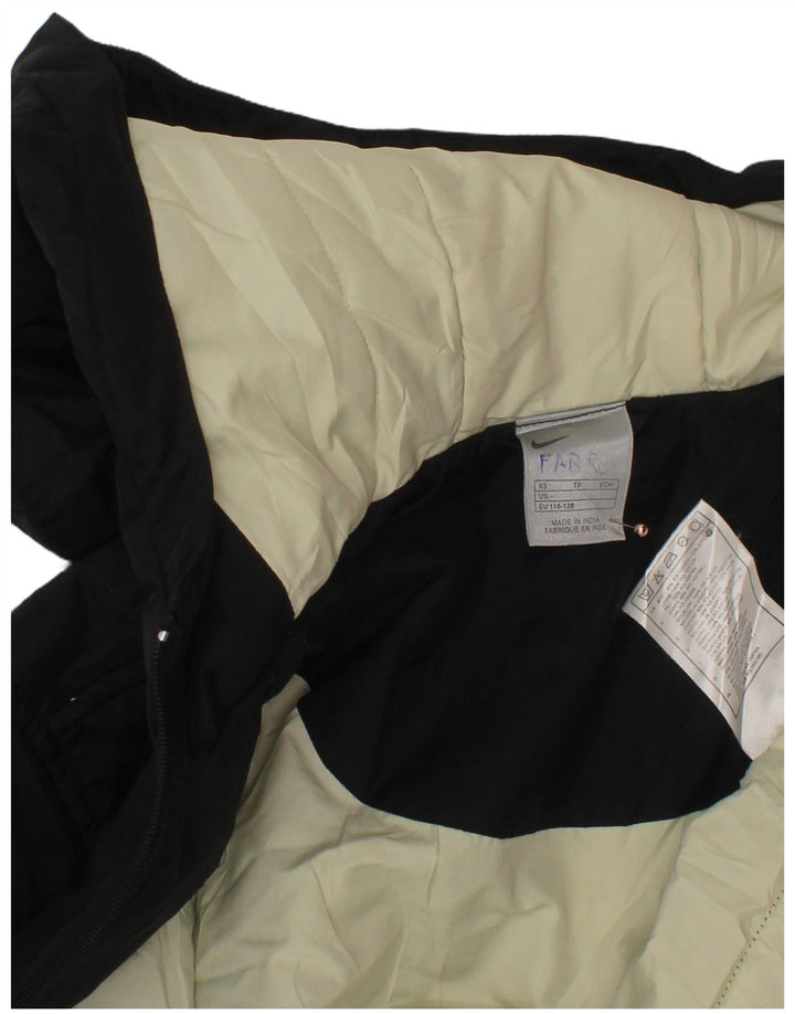 NIKE Boys Hooded Padded Jacket 6-7 Years XS Black Polyester