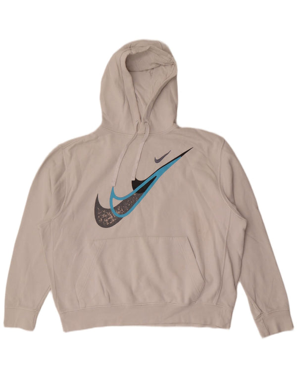 Nike Mens Graphic Hoodie Jumper Large White Cotton