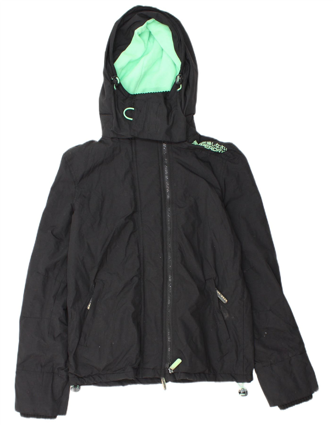 Superdry Womens Graphic Windbreaker Jacket UK 10 Small Black