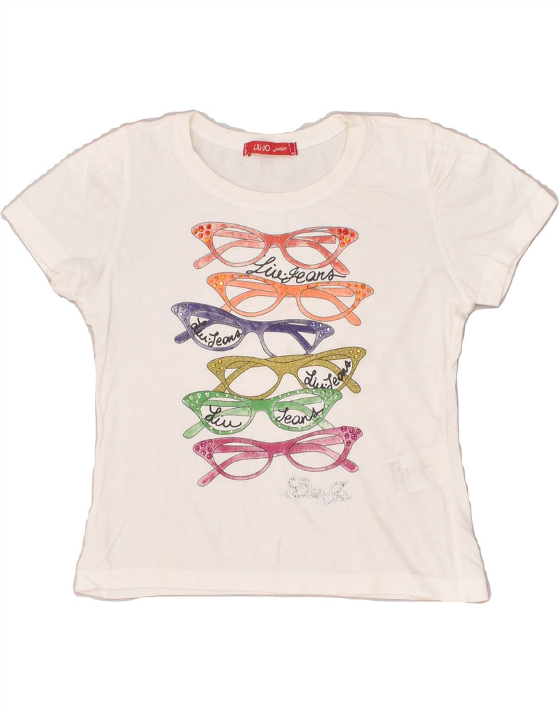 LIU JO JUNIOR Girls Graphic T-Shirt Top 5-6 Years White Cotton | Vintage Liu Jo junior | Thrift | Second-Hand Liu Jo junior | Used Clothing | Messina Hembry 