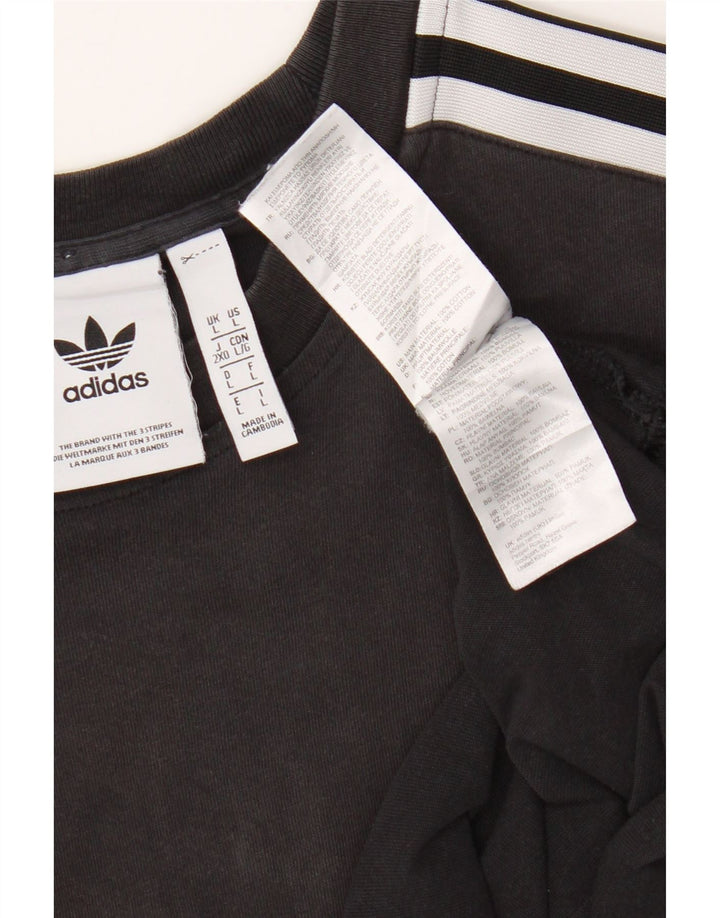 Adidas Mens T-Shirt Top Large Black Cotton