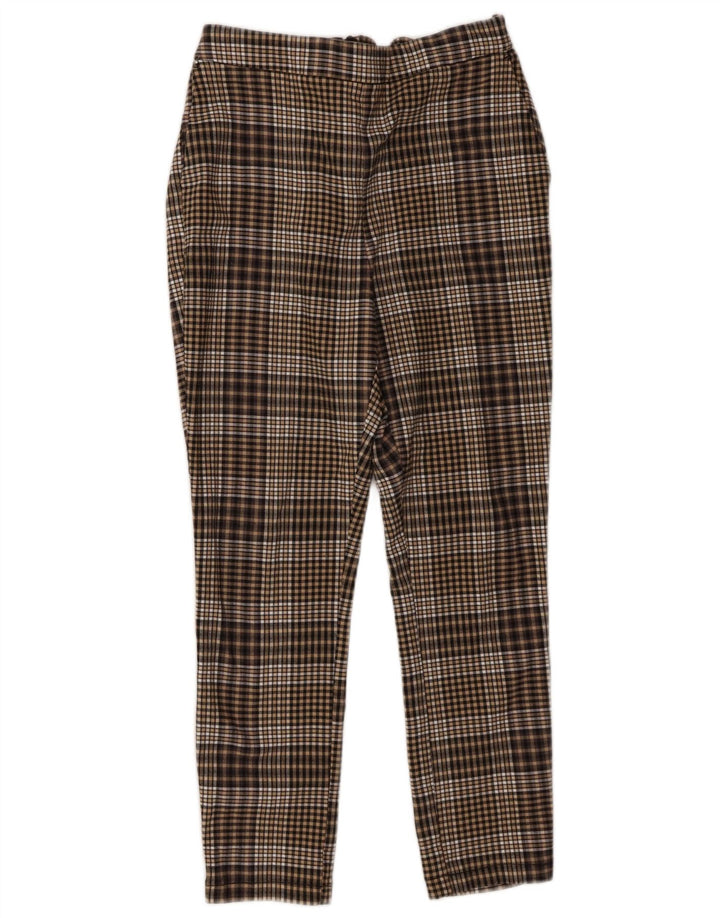 Zara Womens Cropped Trousers Large W30 L24 Brown Check