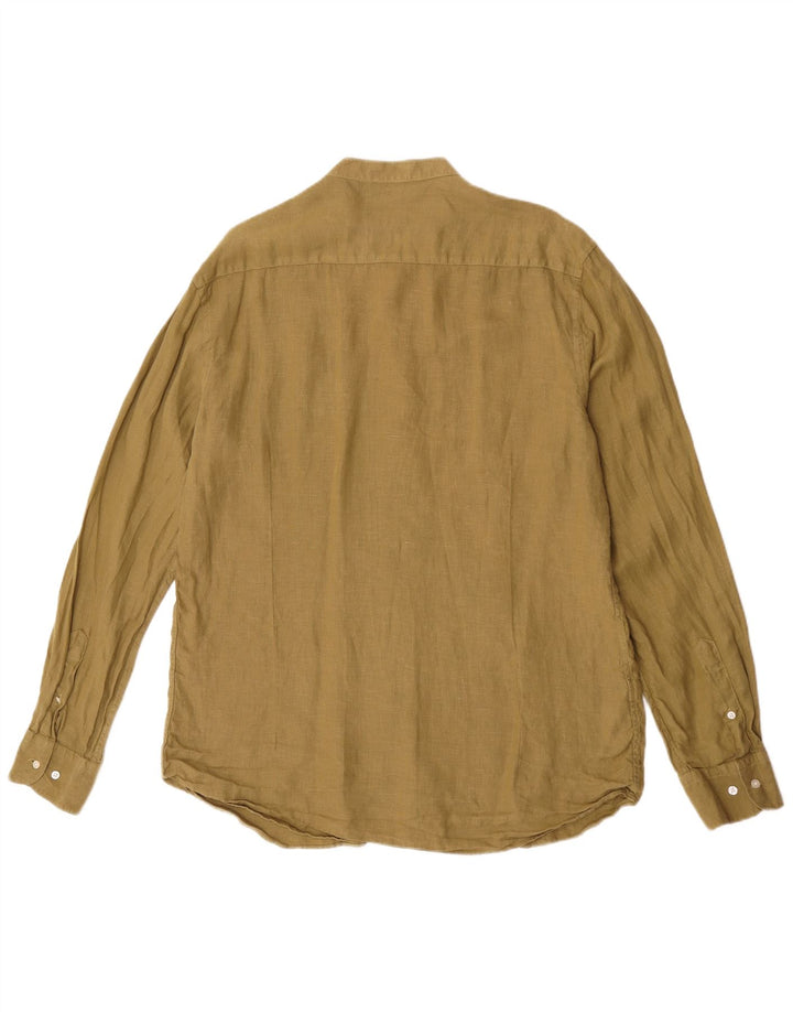 Massimo Dutti Mens Shirt XL Khaki Linen