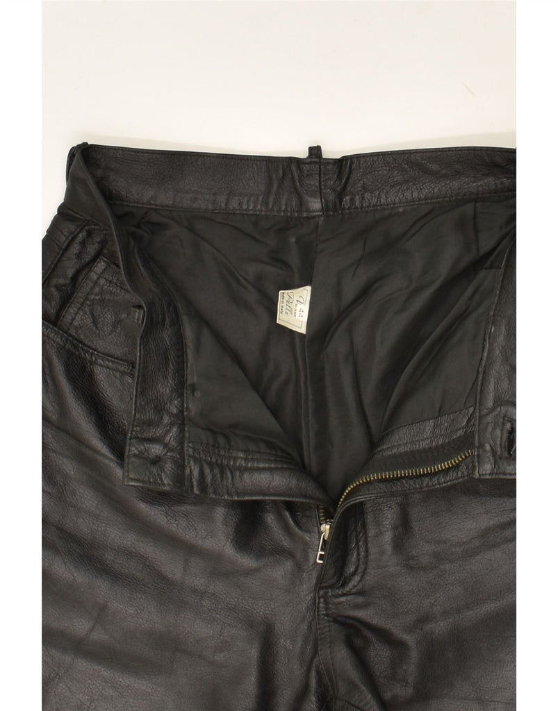 VINTAGE Womens Leather Casual Trousers IT 44 Medium W24 L31 Black Leather | Vintage Vintage | Thrift | Second-Hand Vintage | Used Clothing | Messina Hembry 