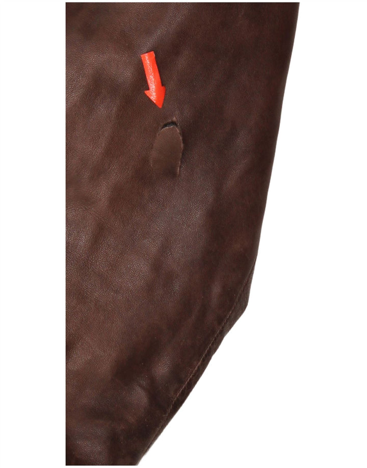 Zen Womens Leather Racer Jacket IT 52 2XL Brown Leather