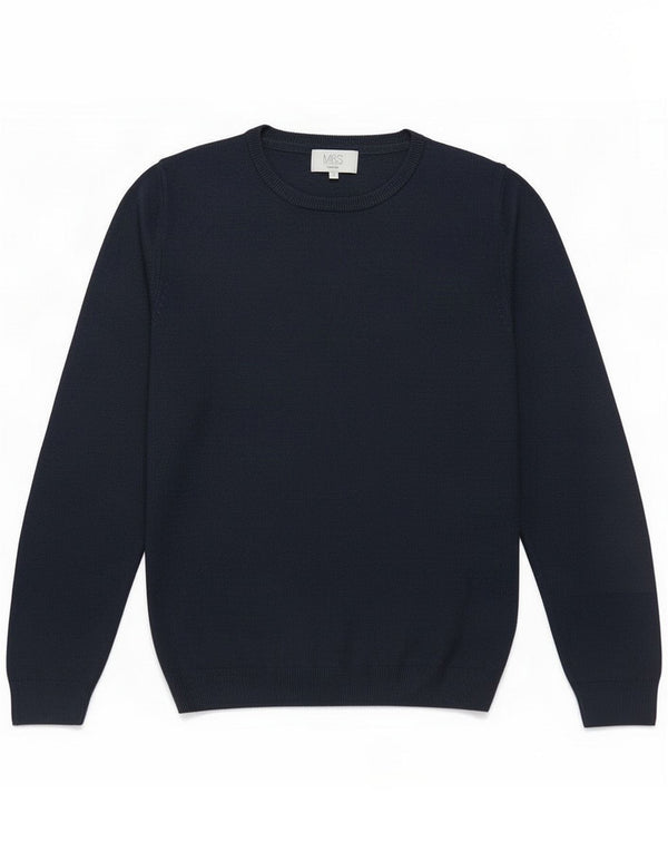 Marks & Spencer Mens Crew Neck Jumper Sweater Small Navy Blue Acrylic
