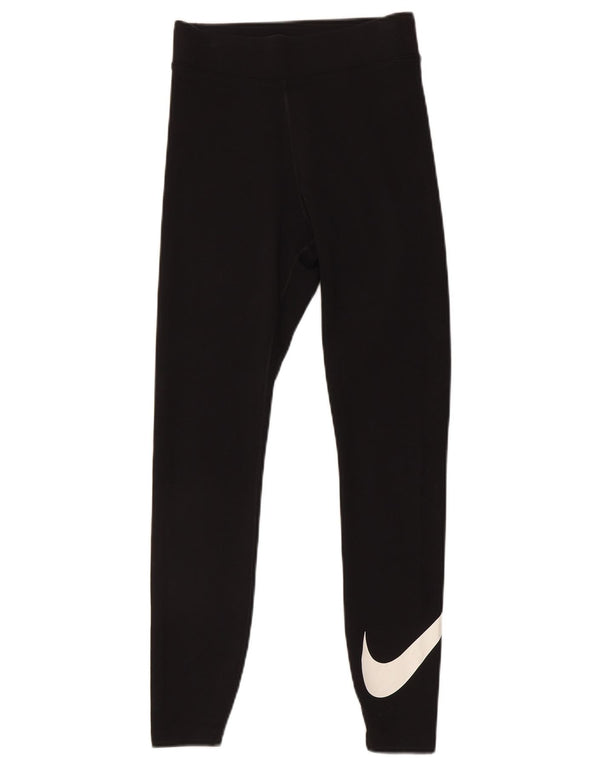 Nike Womens Graphic Leggings UK 8 Small Black Cotton