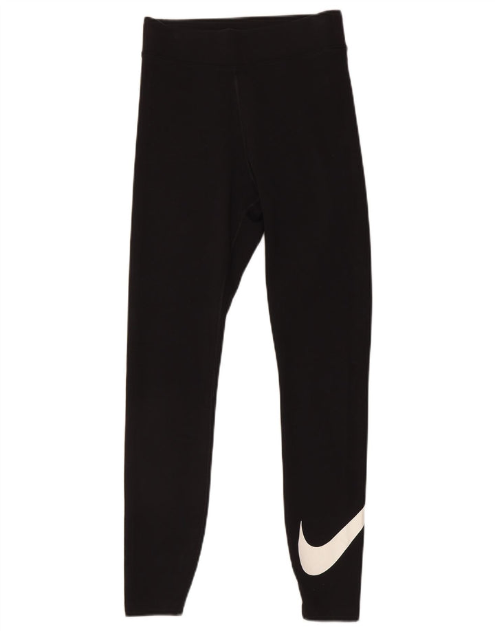 Nike Womens Graphic Leggings UK 8 Small Black Cotton