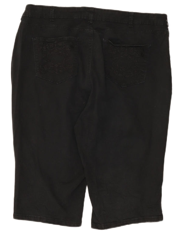 Lee Womens Curvy Fit High Waist Casual Shorts US 22 3XL W44  Black Cotton