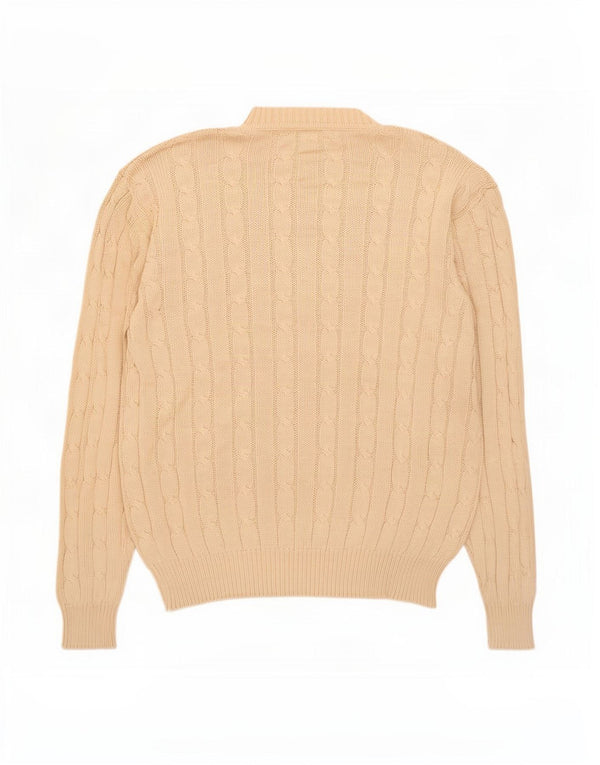 MC Kenzy Mens Crew Neck Jumper Sweater Large Beige Cotton