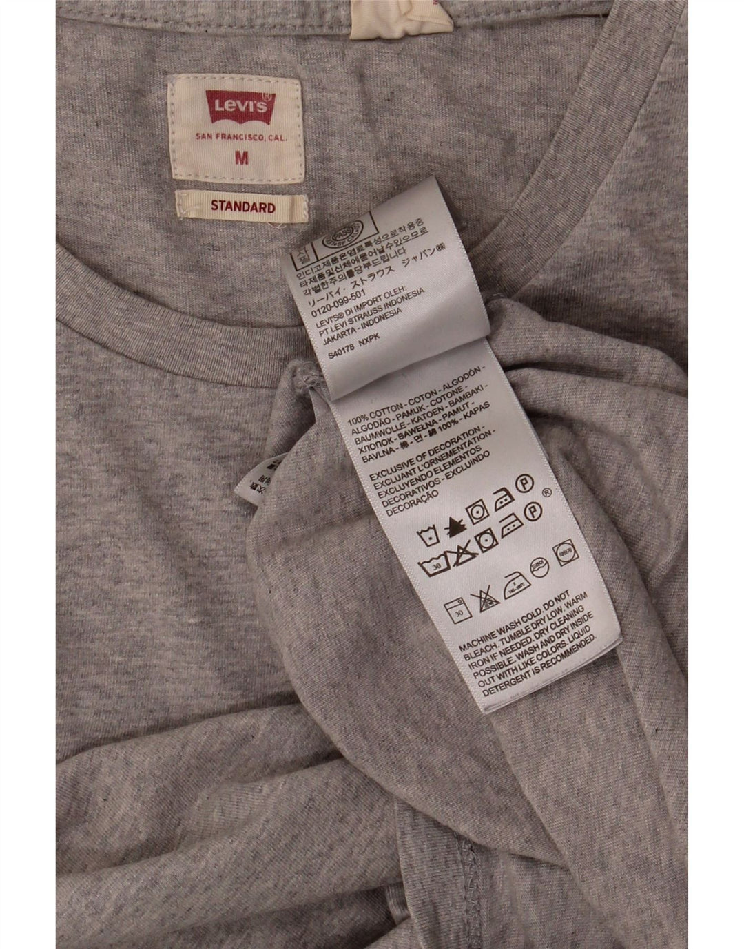 LEVI'S Mens Standard T-Shirt Top Medium Grey Cotton