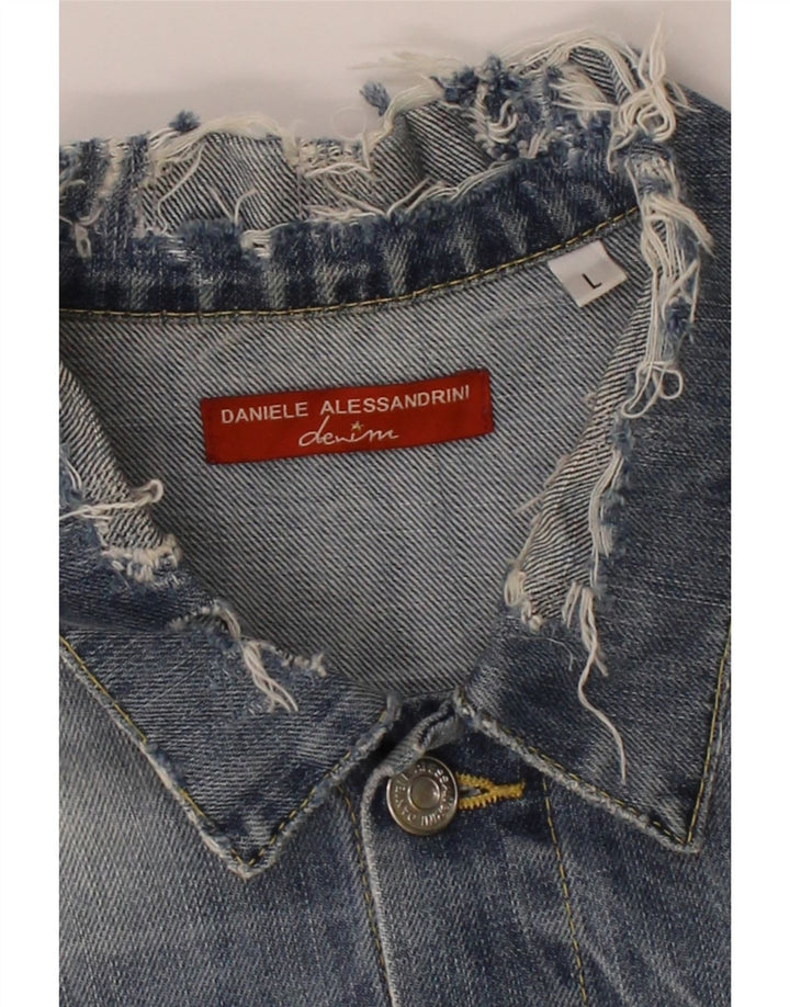 DANIELE ALESSANDRINI Boys Distressed Denim Jacket 15-16 Years Blue Cotton Vintage Daniele Alessandrini and Second-Hand Daniele Alessandrini from Messina Hembry 