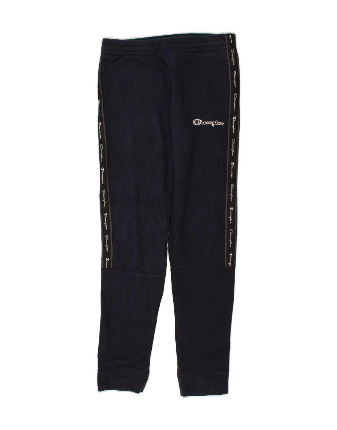 CHAMPION Mens Graphic Tracksuit Trousers Joggers Small Navy Blue Vintage Champion and Second-Hand Champion from Messina Hembry 
