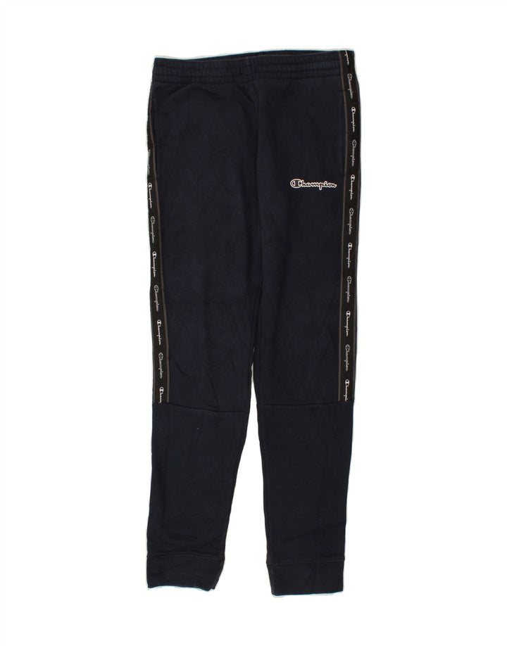CHAMPION Mens Graphic Tracksuit Trousers Joggers Small Navy Blue Vintage Champion and Second-Hand Champion from Messina Hembry 