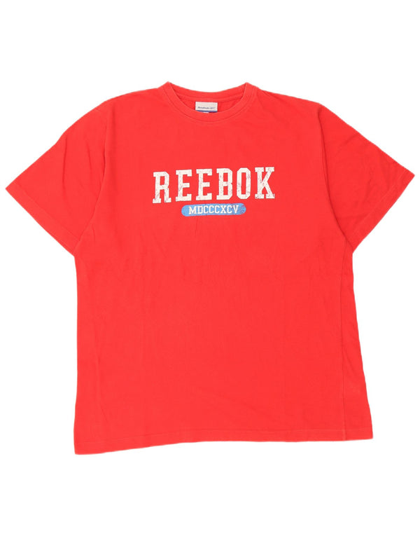 Reebok Mens Graphic T-Shirt Top Large Red Cotton