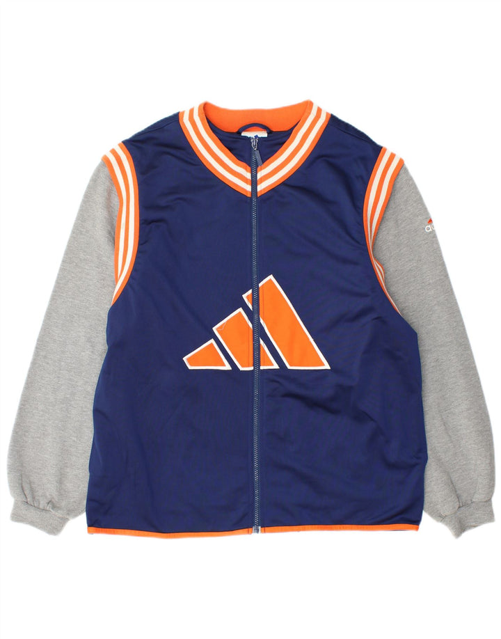 Adidas Mens Tracksuit Top Jacket UK 40/42 Medium Navy Blue Colourblock