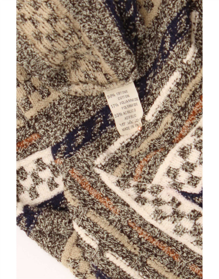 Malagrida Mens V-Neck Jumper Sweater XL Multicoloured Geometric Cotton