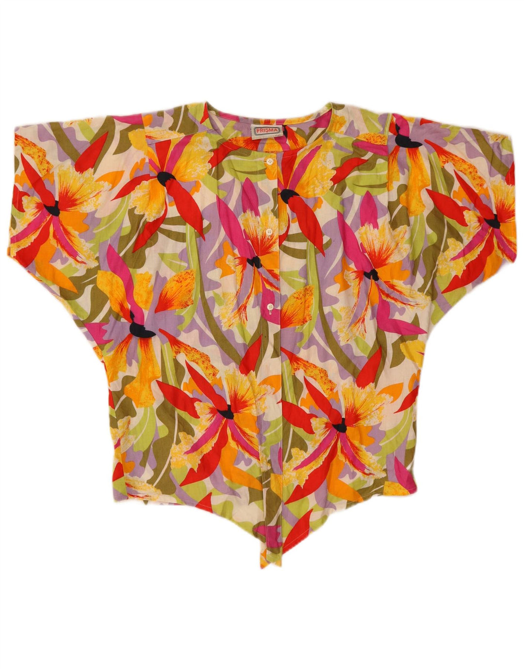 Prisma Womens Short Sleeve Shirt Blouse IT 42 Medium Multicoloured Floral