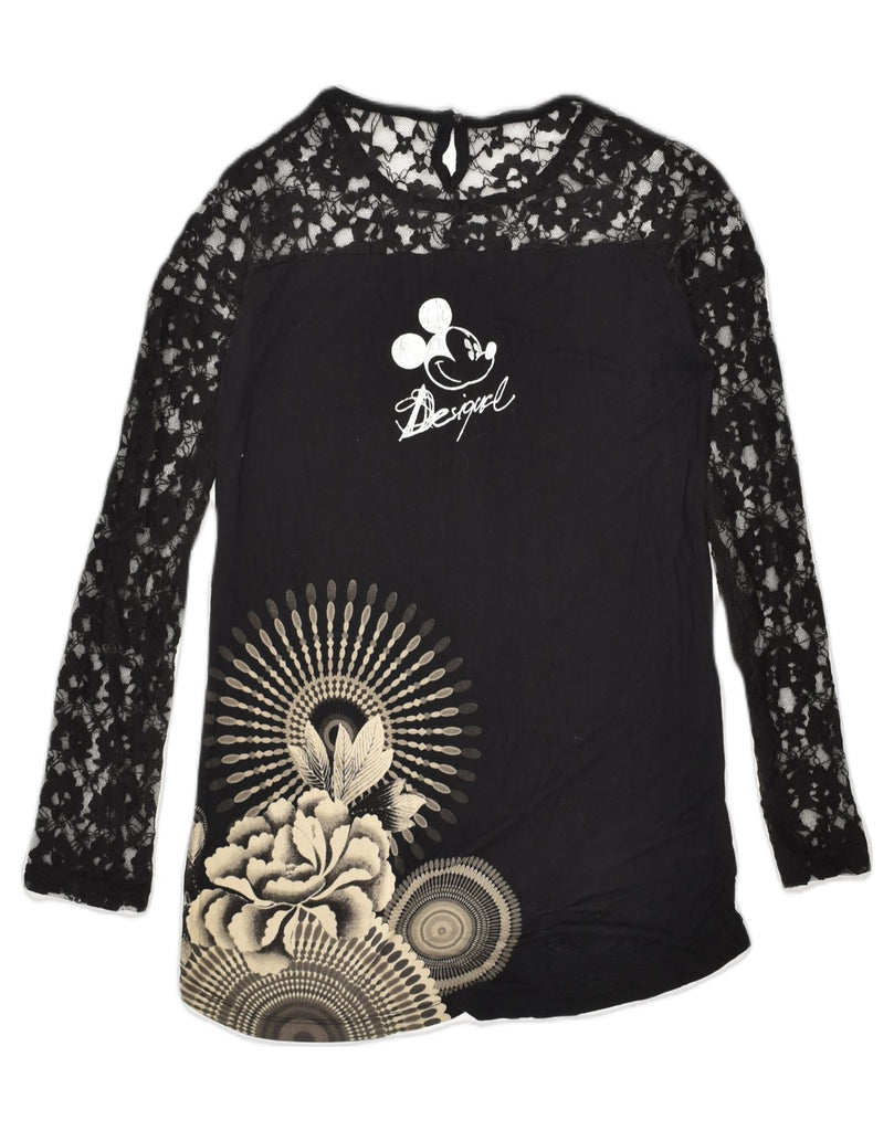 DESIGUAL Womens Disney Graphic Top Long Sleeve UK 12 Medium Black | Vintage Desigual | Thrift | Second-Hand Desigual | Used Clothing | Messina Hembry 