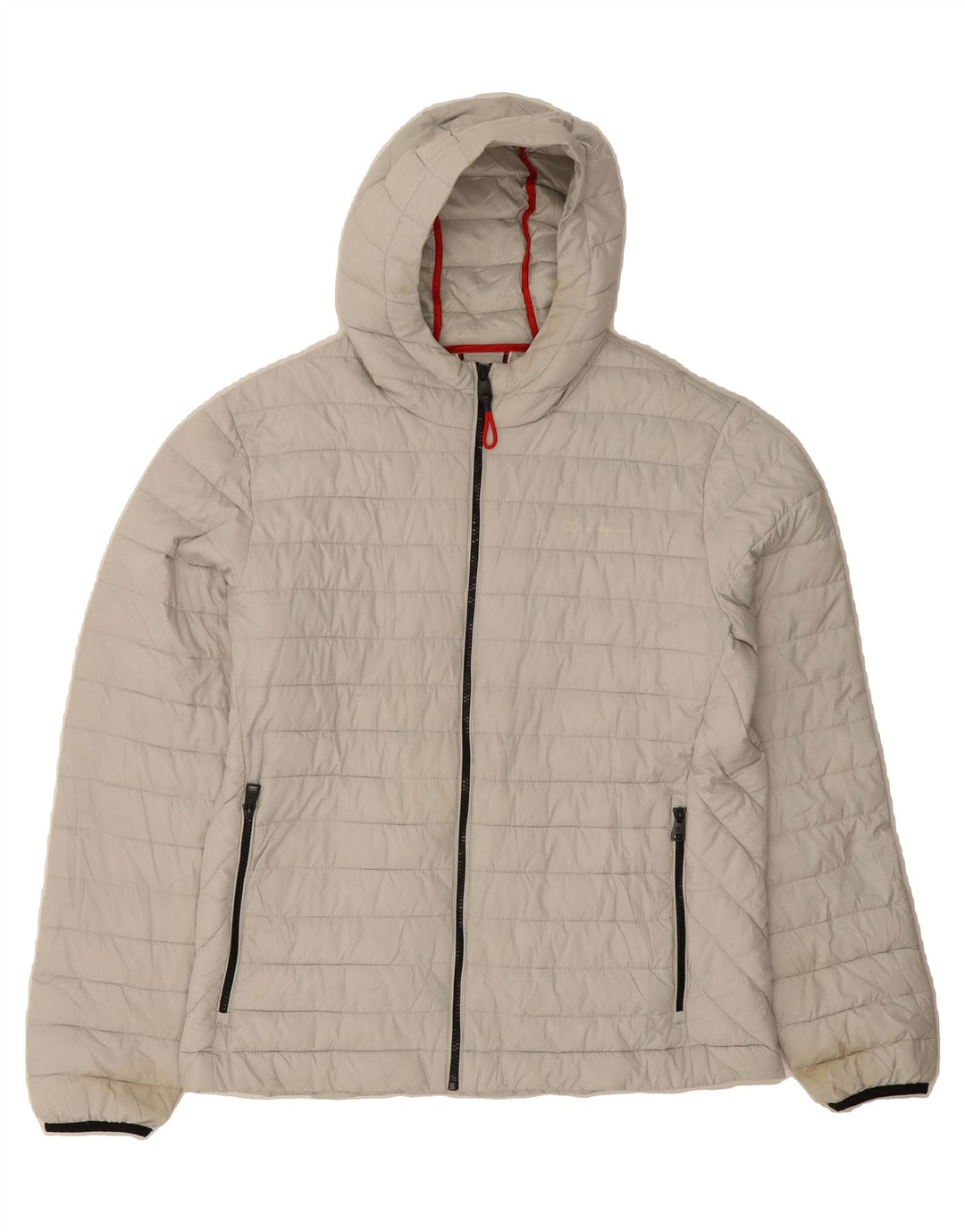 CHAMPION Womens Hooded Padded Jacket UK 18 XL Grey Polyester Modern Vintage Champion and Second-Hand Champion from Messina Hembry 