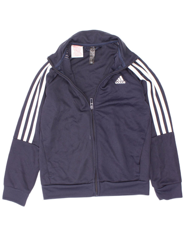 Adidas Boys Aeroready Tracksuit Top Jacket 7-8 Years Navy Blue Polyester