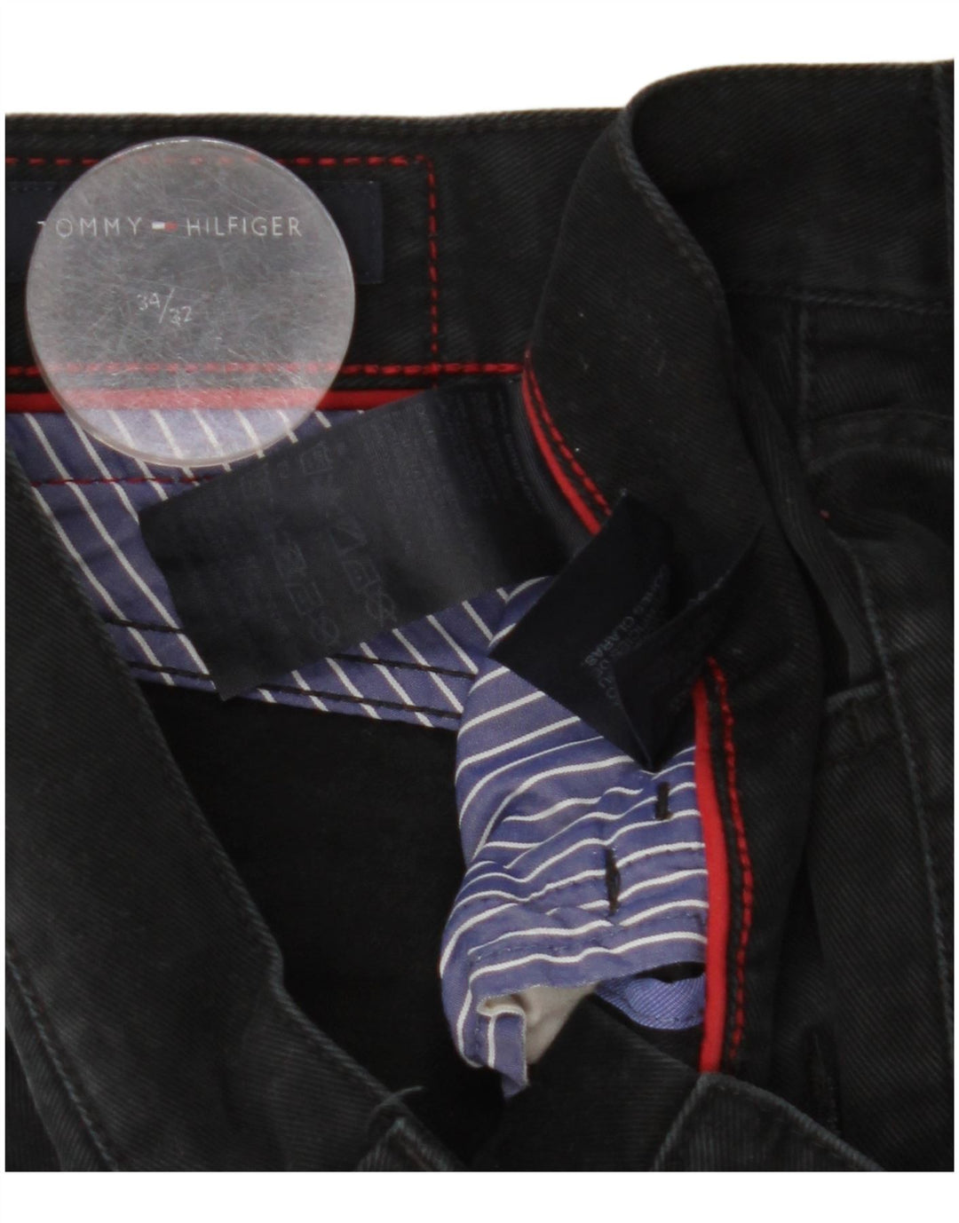 TOMMY HILFIGER Mens Straight Jeans W34 L27 Black Cotton