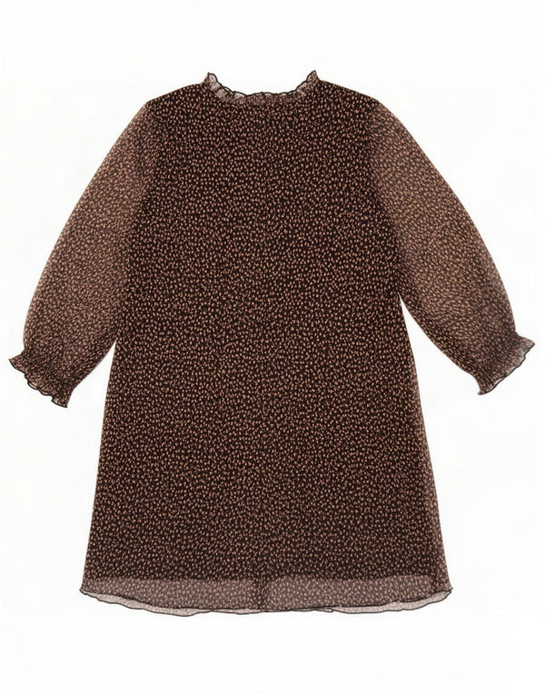 Zara Womens 3/4 Sleeve Tiered Dress UK 6 XS Black Spotted Polyester