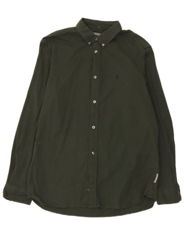 French Connection Mens Shirt XL Green Cotton