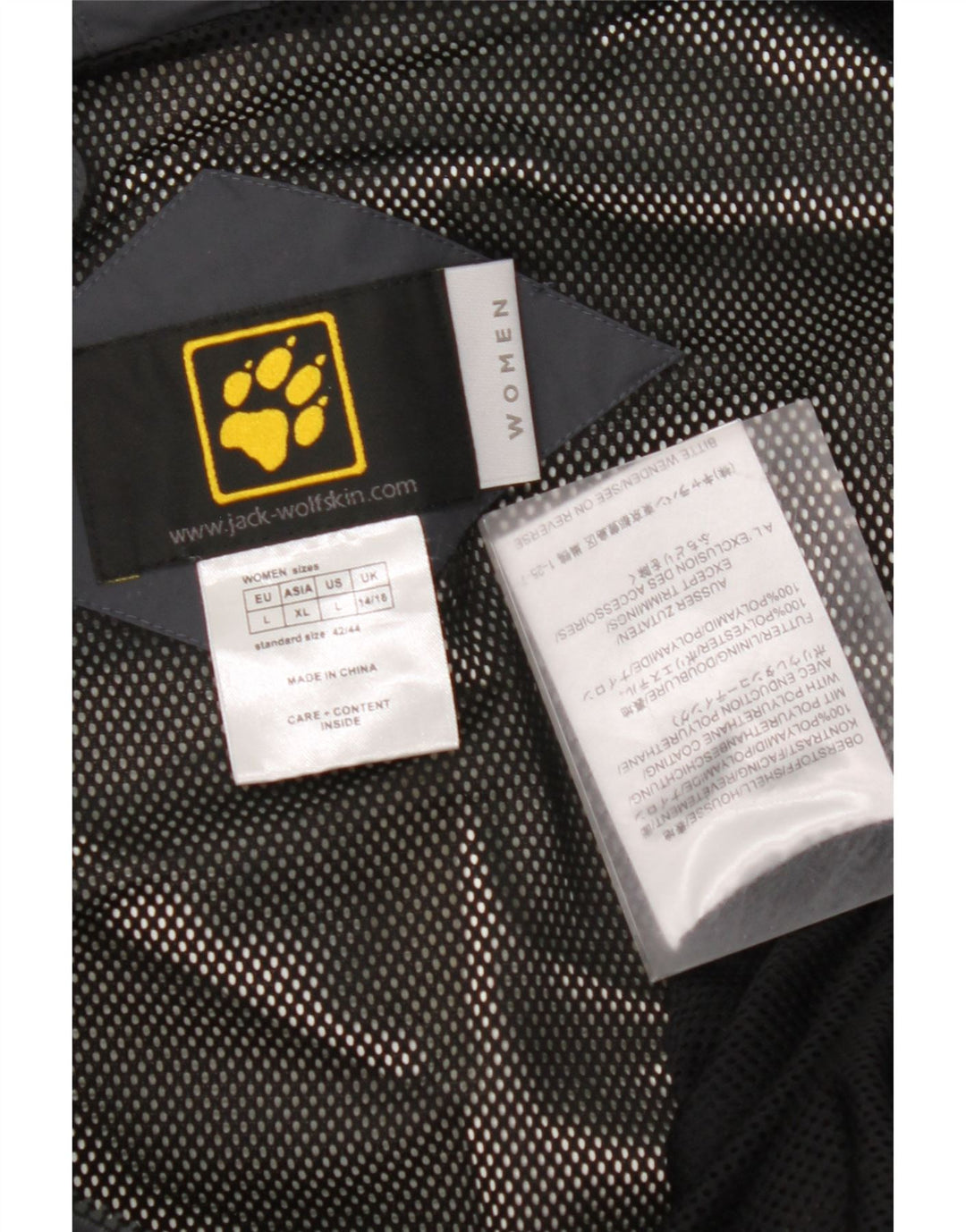JACK WOLFSKIN Womens Hooded Rain Jacket UK 14/16 Large Grey Colourblock