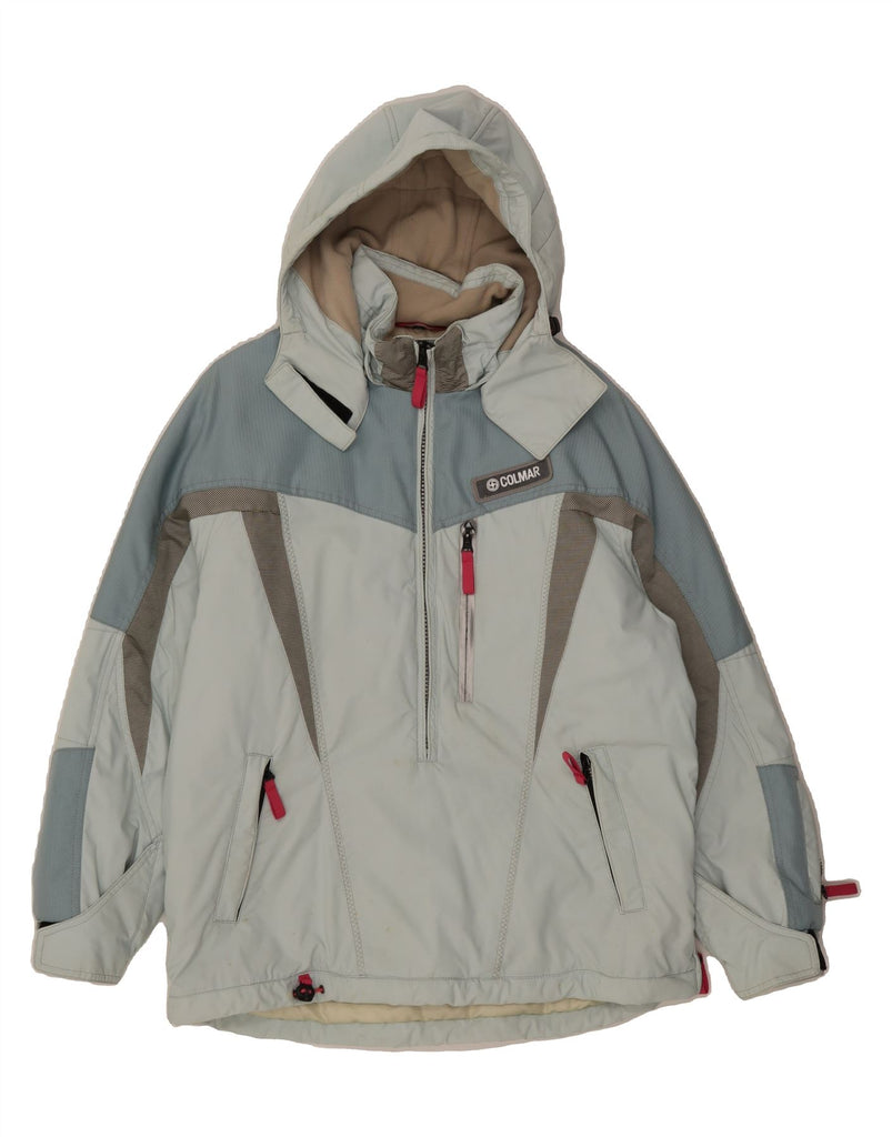 COLMAR Womens Hooded Windbreaker Jacket IT 44 Medium Blue Colourblock Vintage Colmar and Second-Hand Colmar from Messina Hembry 