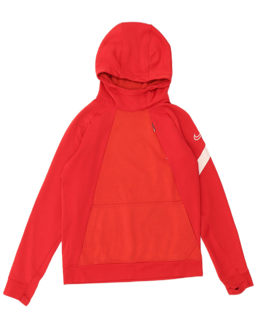 Nike Boys Dri Fit Hoodie Jumper 12-13 Years Large Red Polyester