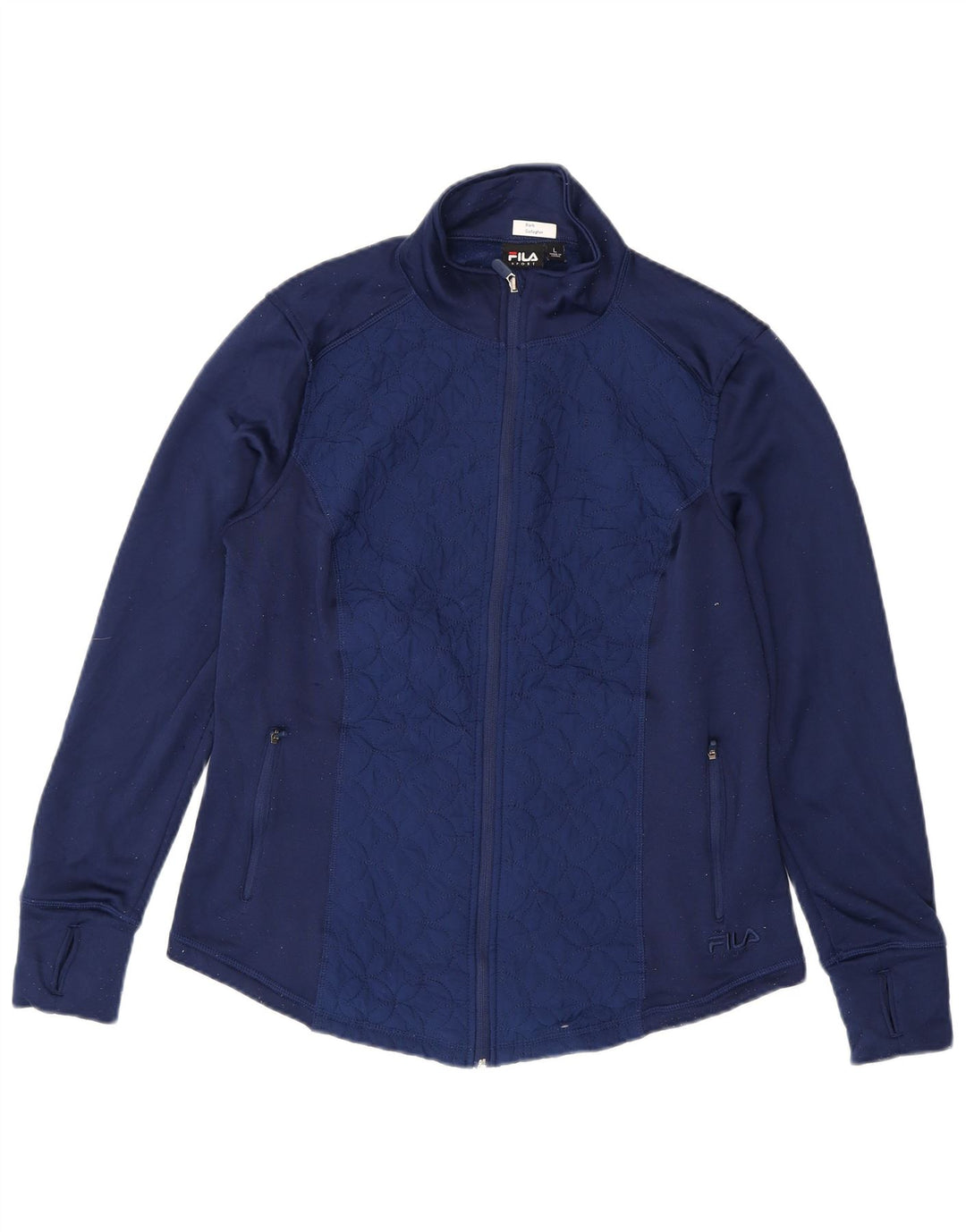 FILA Womens Tracksuit Top Jacket UK 16 Large Navy Blue Polyester