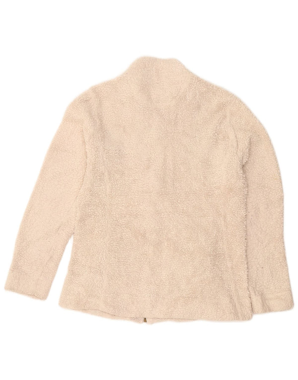 CALVIN KLEIN Womens Fleece Jacket UK 10 Small Beige Polyester
