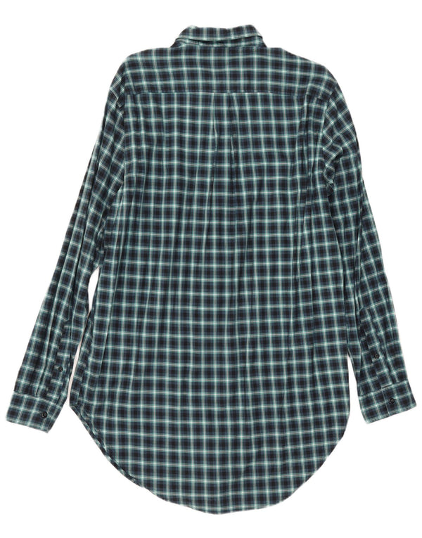 Benetton Mens Tall Flannel Shirt Large Navy Blue Gingham