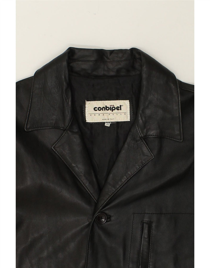 CONBIPEL Mens Leather Jacket IT 52 XL Black Leather | Vintage Conbipel | Thrift | Second-Hand Conbipel | Used Clothing | Messina Hembry 