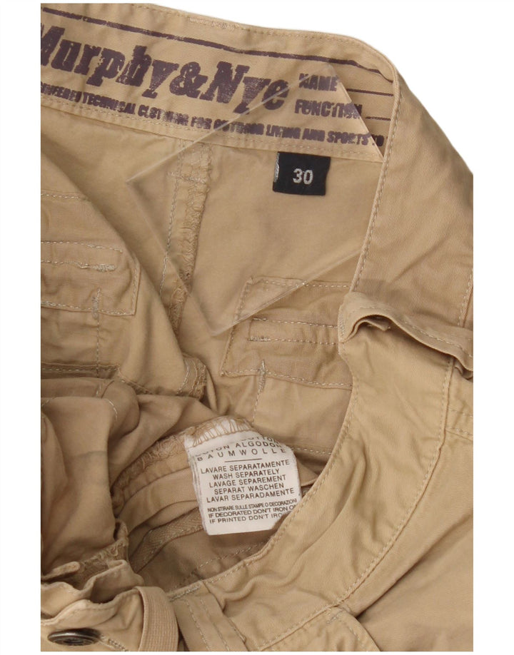 Murphy & Nye Womens Straight Cargo Trousers W30 L30 Beige Cotton