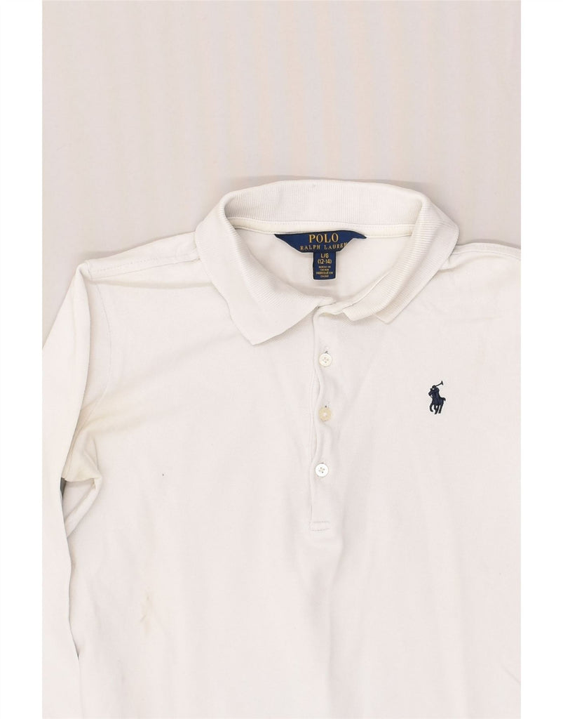 POLO RALPH LAUREN Girls Long Sleeve Polo Shirt 12-13 Years Large White | Vintage Polo Ralph Lauren | Thrift | Second-Hand Polo Ralph Lauren | Used Clothing | Messina Hembry 