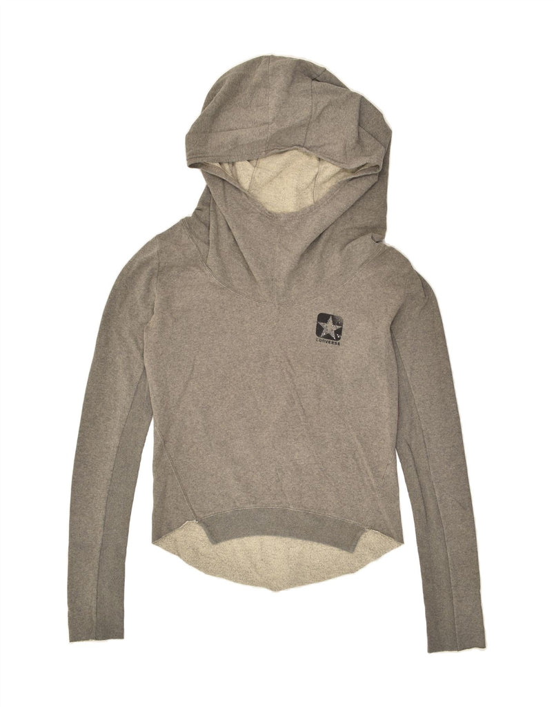 CONVERSE Womens Hoodie Jumper UK 14 Medium Grey Cotton | Vintage Converse | Thrift | Second-Hand Converse | Used Clothing | Messina Hembry 