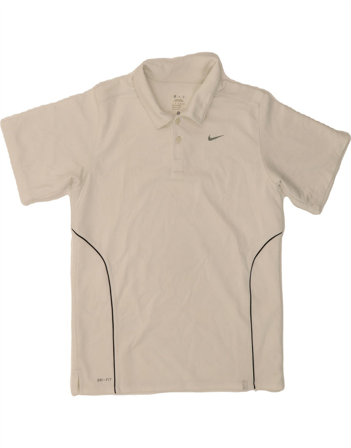 NIKE Boys Dri Fit Polo Shirt 12-13 Years Large  White Polyester Vintage Nike and Second-Hand Nike from Messina Hembry 