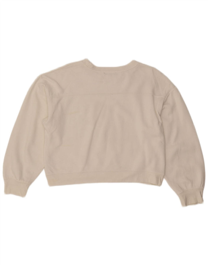 Zara Womens Crop Oversized Sweatshirt Jumper UK 14 Medium White Polyester