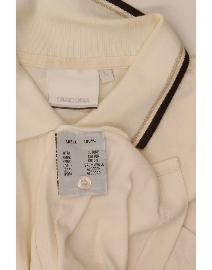 Diadora Mens Polo Shirt Large Off White Cotton