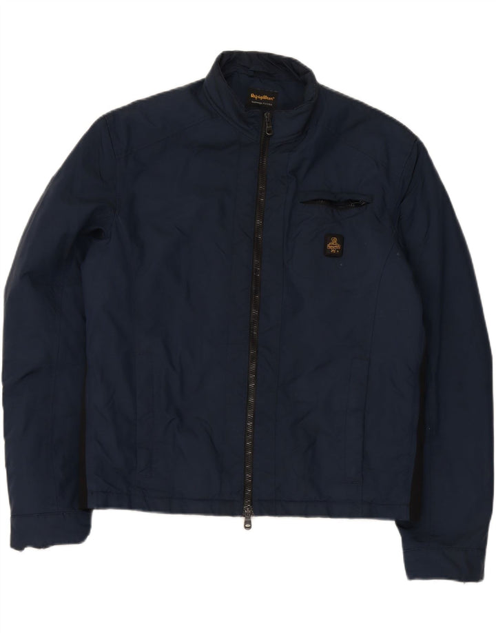 REFRIGIWEAR Mens Windbreaker Jacket UK 44 2XL Navy Blue Colourblock Vintage Refrigiwear and Second-Hand Refrigiwear from Messina Hembry 