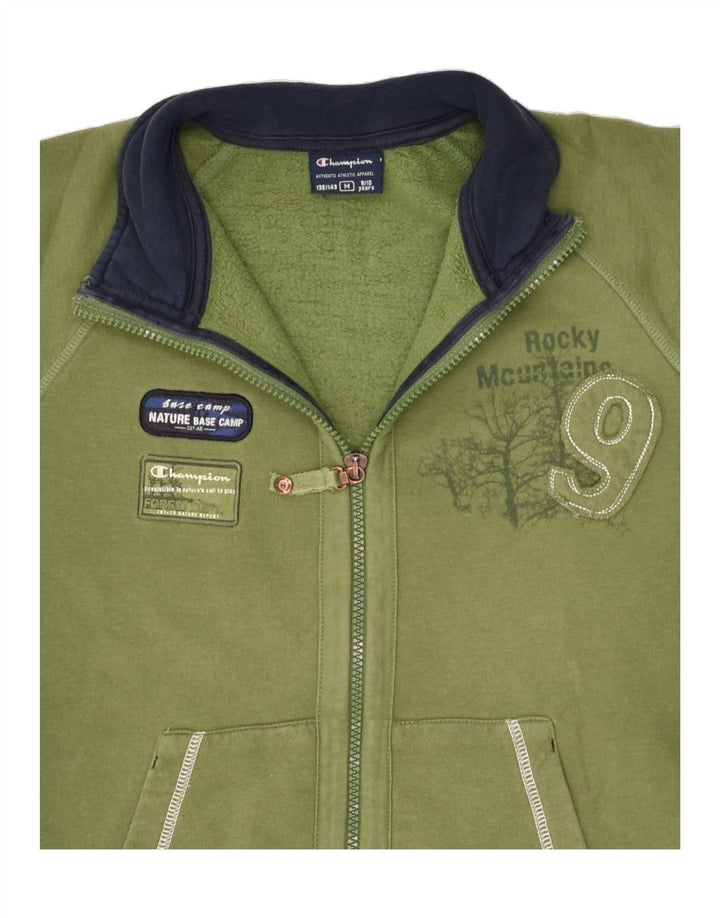 CHAMPION Boys Tracksuit Top Jacket 9-10 Years Medium Green Cotton | Vintage Champion | Thrift | Second-Hand Champion | Used Clothing | Messina Hembry 