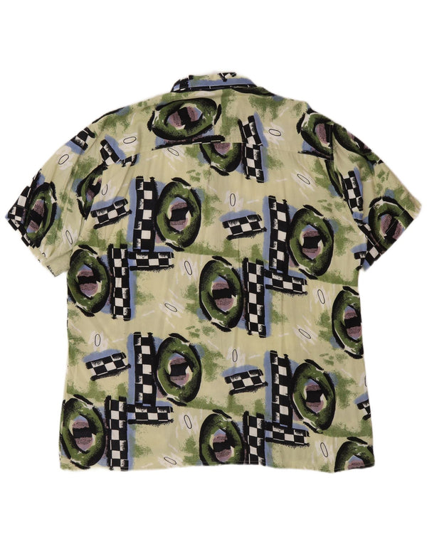 Vintage Mens Short Sleeve Shirt 2XL Multicoloured Geometric Viscose